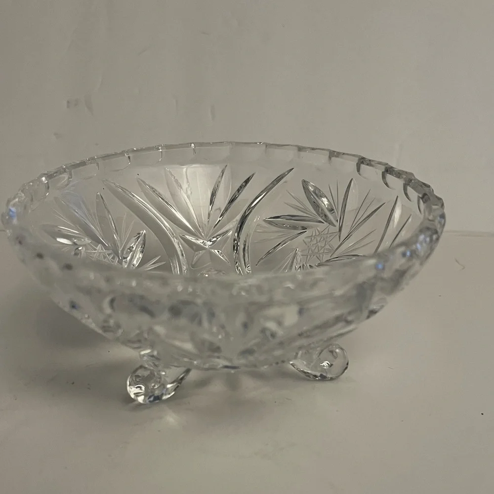Vintage Depression Anchor Hocking Prescut Footed Bowl Star of David Star